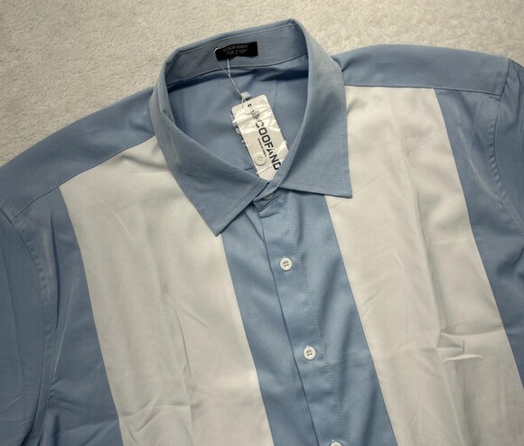 Coofandy Other - Coofandy Blue White Stripe Short Sleeve Button Up Mens L NWT Polyester Blend